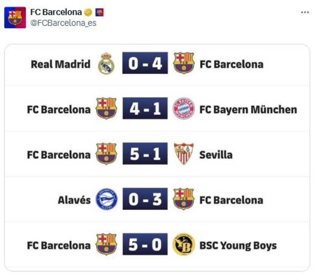 Tampoco dudaron para resaltar su gran campaña: goleadas al Real Madrid, Bayern Múnich, Sevilla, Alavés y Young Boys.