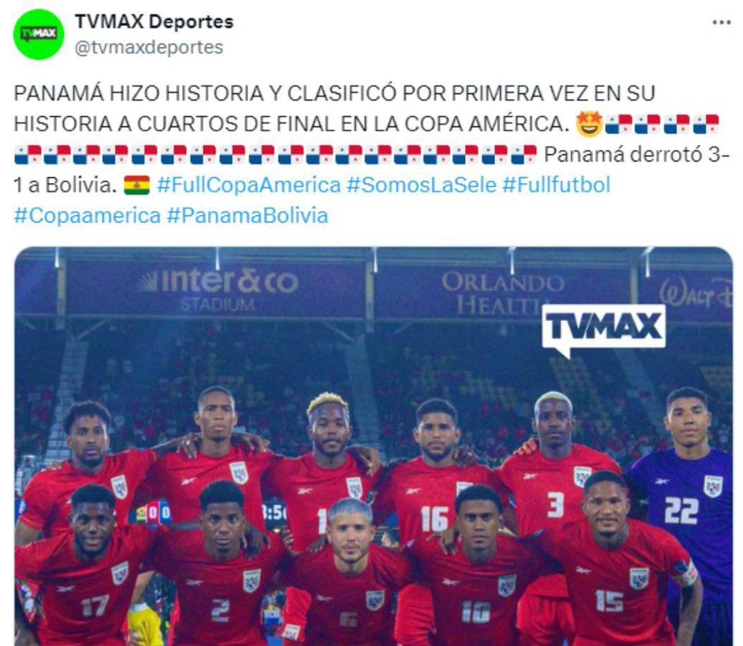 Medios de Panamá reaccionaron emocionados tras el 3-1 de su selección ante Bolivia que los metió en cuartos de final de Copa América.