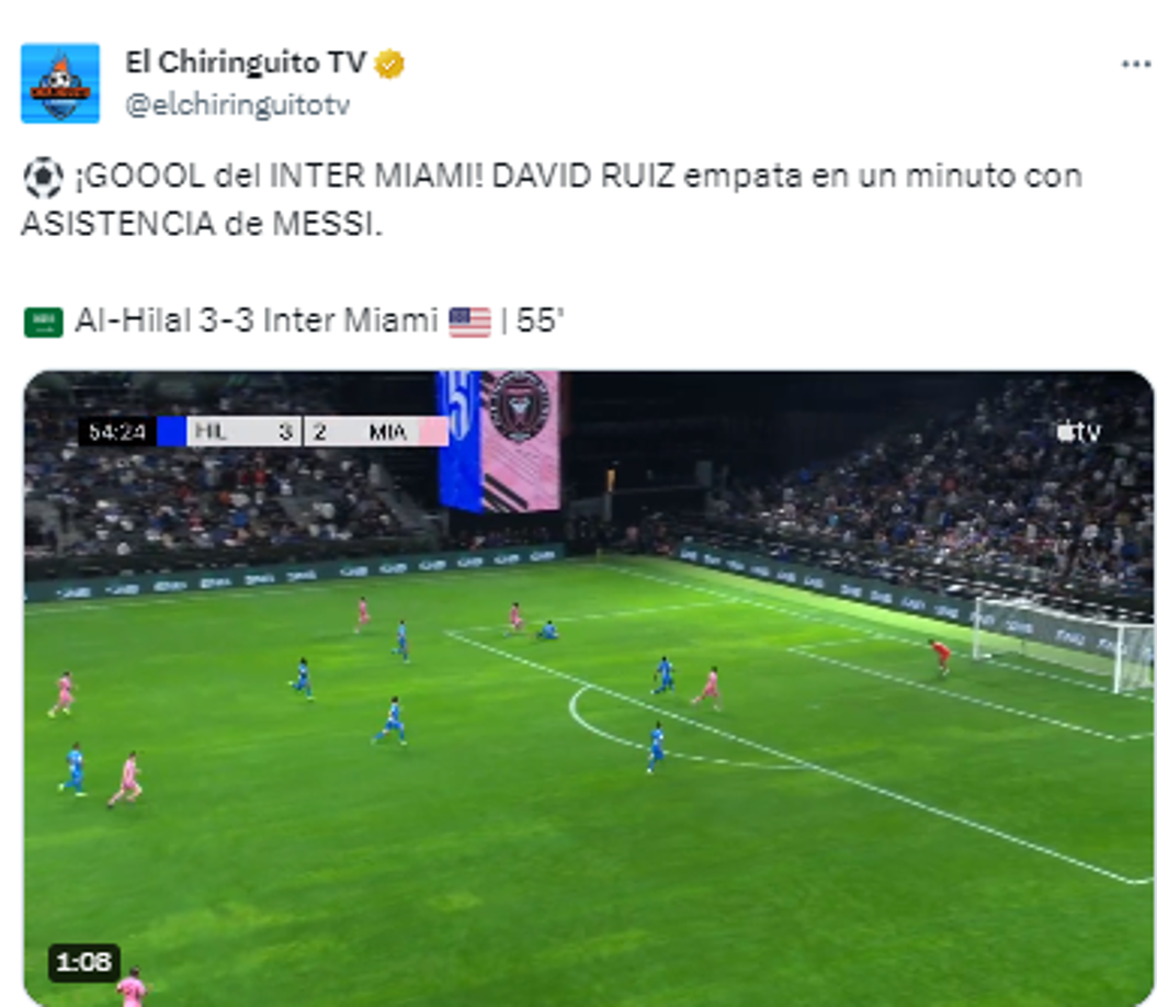 En el Chiringuito de España también compartieron el golazo de David Ruiz con el Inter Miami.