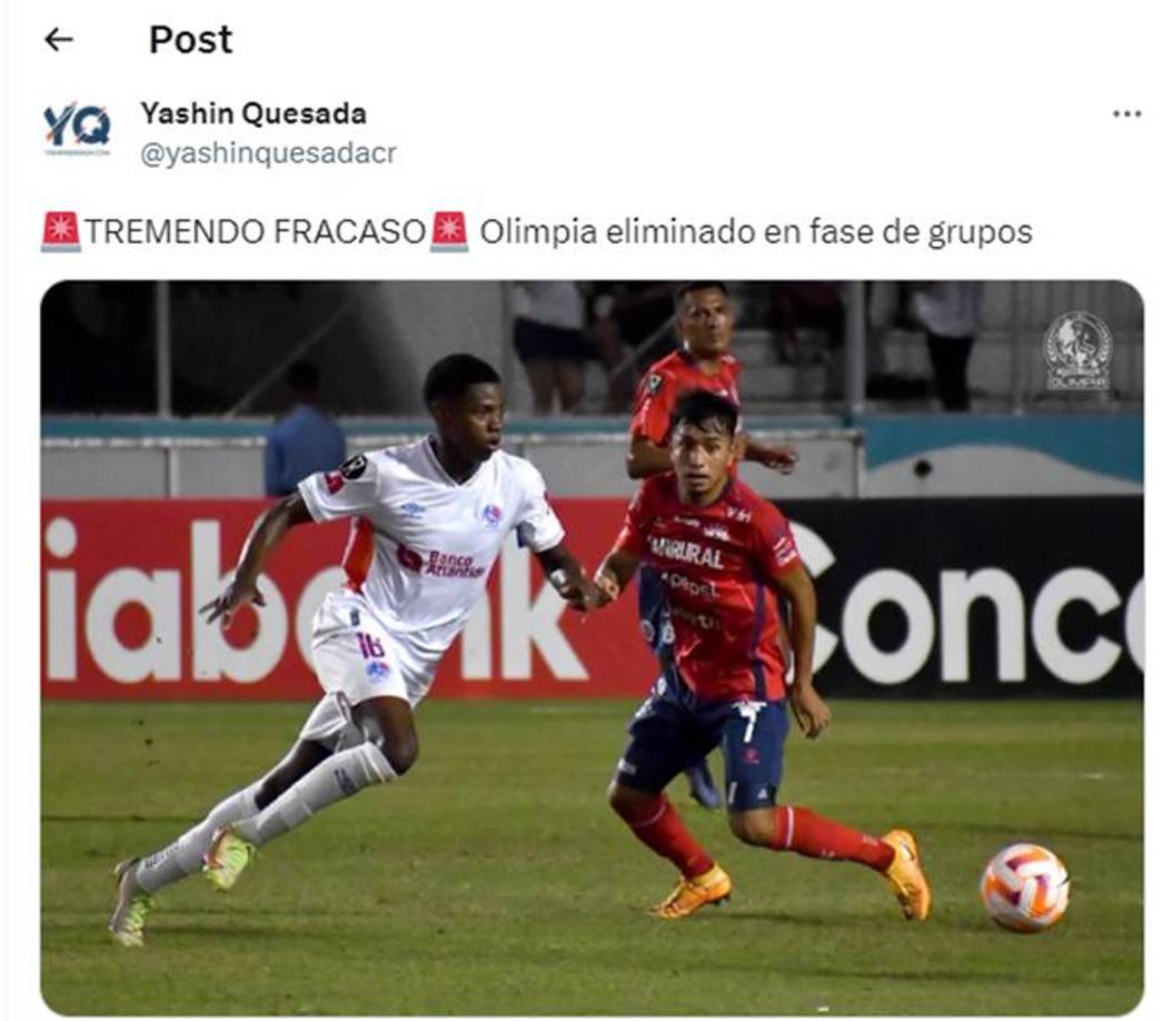 ”Tremendo fracaso”, señalaron en Costa Rica respecto a la eliminación del Olimpia. 