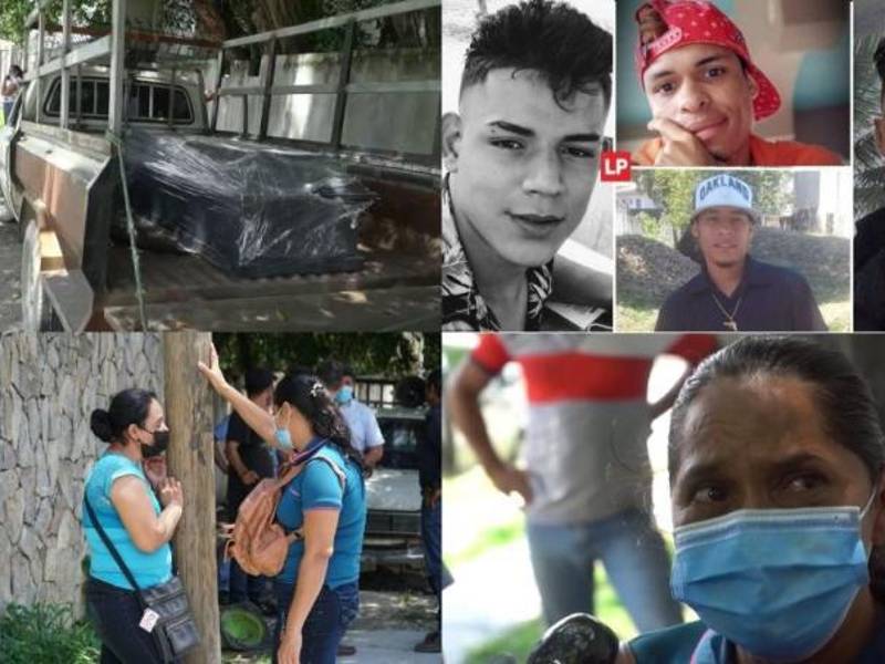Familiares llegaron a la morgue de San Pedro Sula para reclamar los cuerpos de los cuatro jóvenes ultimados a balazos en Puerto Cortés.