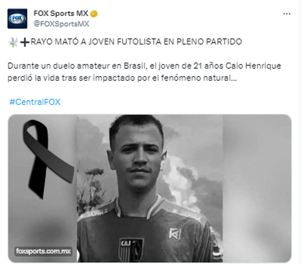 En redes sociales, distintos medios reaccionaron a la triste noticia que surgió del fútbol brasileño y que terminó con la joven muerte del futbolista Caio Henrique. 