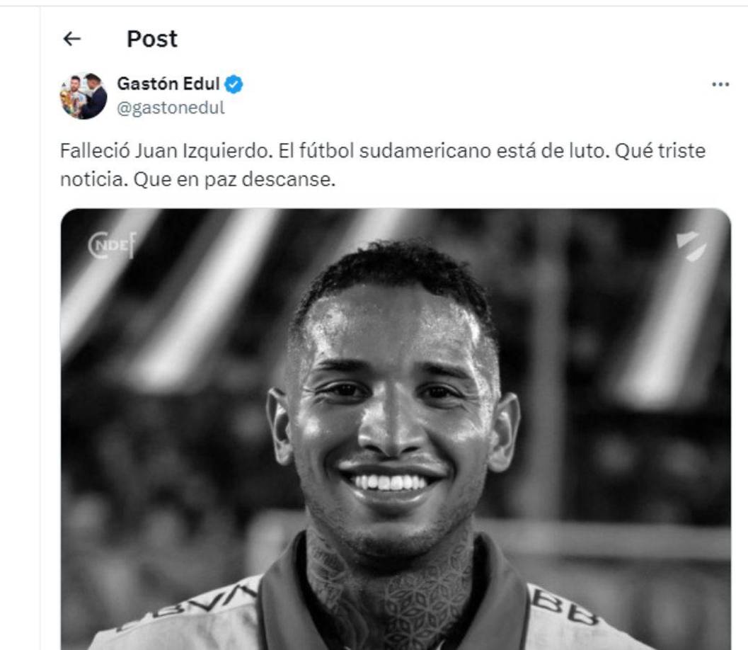 El periodista Gastón Edul dejó su mensaje tras la muerte de Juan Izquierdo.