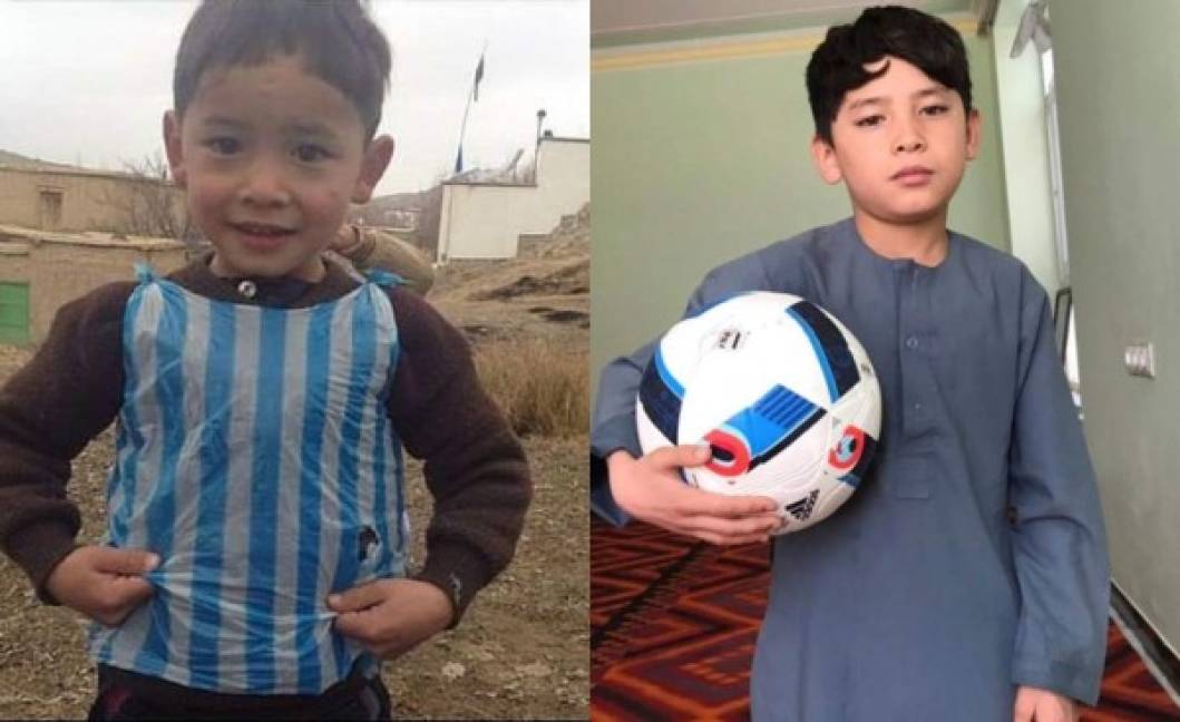 El niño afgano de la camiseta de plástico de Leo Messi teme a los talibanes