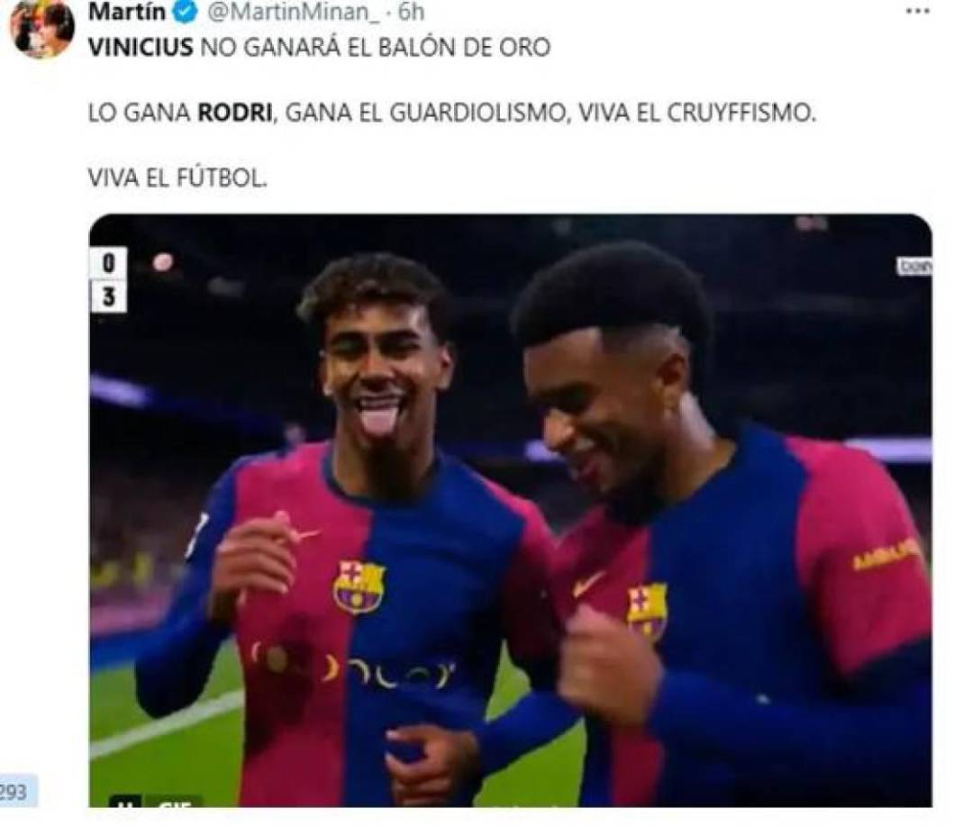 Memes: Vinicius sufre crueles burlas tras perder el Balón de Oro 2024