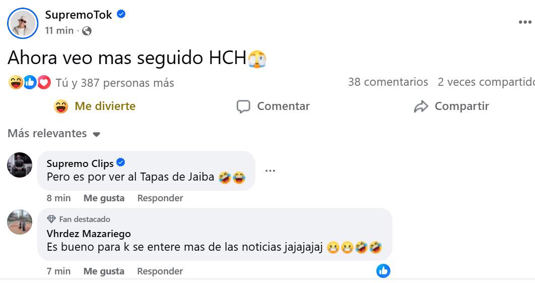 Supremo tras ruptura con Milagro: Ahora veo más seguido HCH