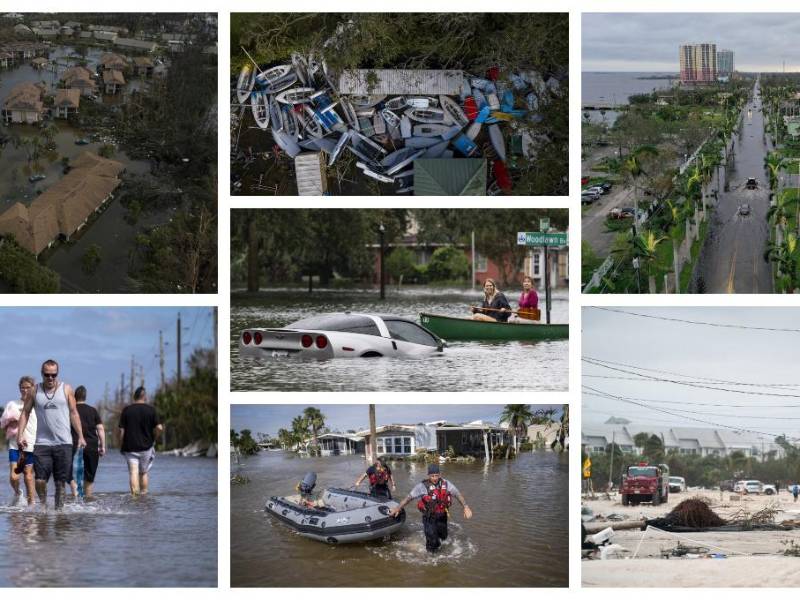 Durante horas, Ian se ensañó con esta parte del suroeste de Florida dejando un paisaje de árboles derribados, señales de tráfico caídas, cristales rotos y muchas casas bajo el agua.