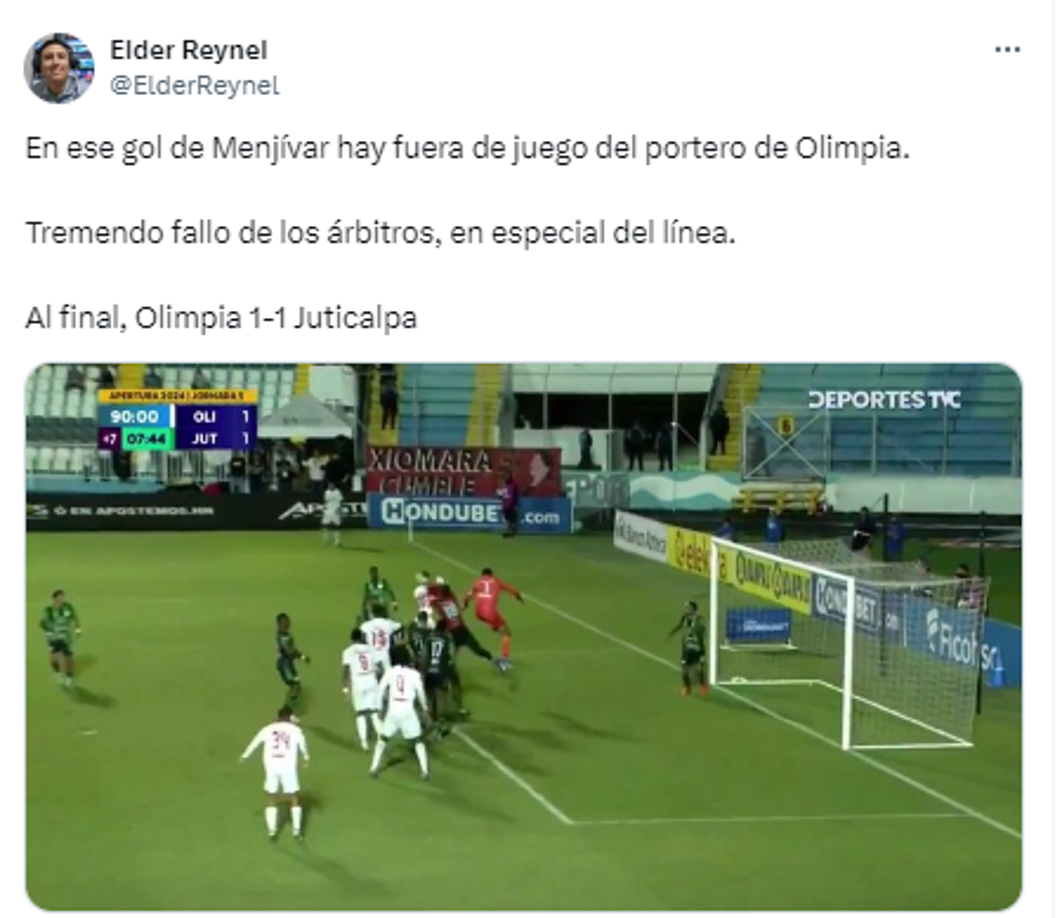 Los periodistas catrachos no perdonaron y hablaron sobre el polémico gol que le dio el empate al Olimpia ante Juticalpa en el último minuto.
