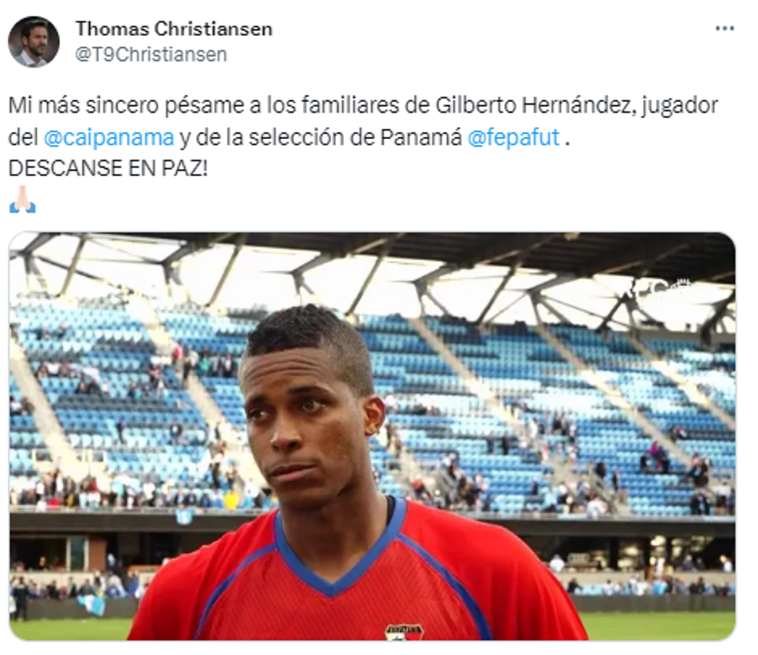 Thomas Christiansen, entrenador de la Selección de Panamá también se pronunció: “Mi más sincero pésame a los familiares de Gilberto Hernández, jugador del CAI y de la selección de Panamá. ¡DESCANSE EN PAZ!”
