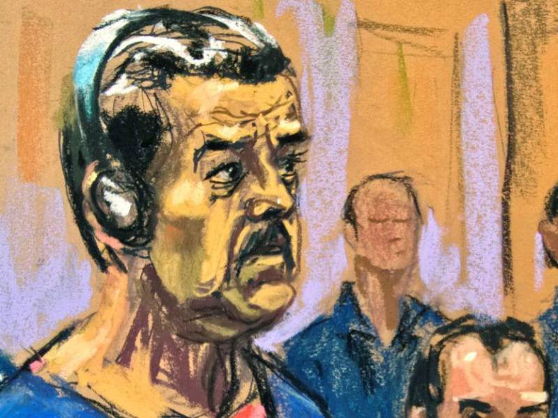Retrato de Maduro durante su primera audiencia en Nueva York.