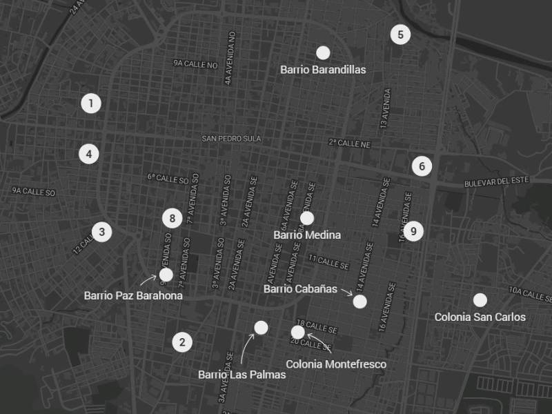 Zonas mapeadas por la Policía Nacional.