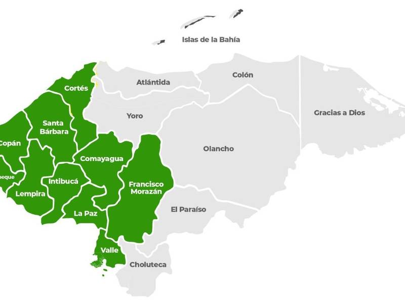 Mapa de alertas preventivas de la Comisión Permanente de Contingencias (Copeco).