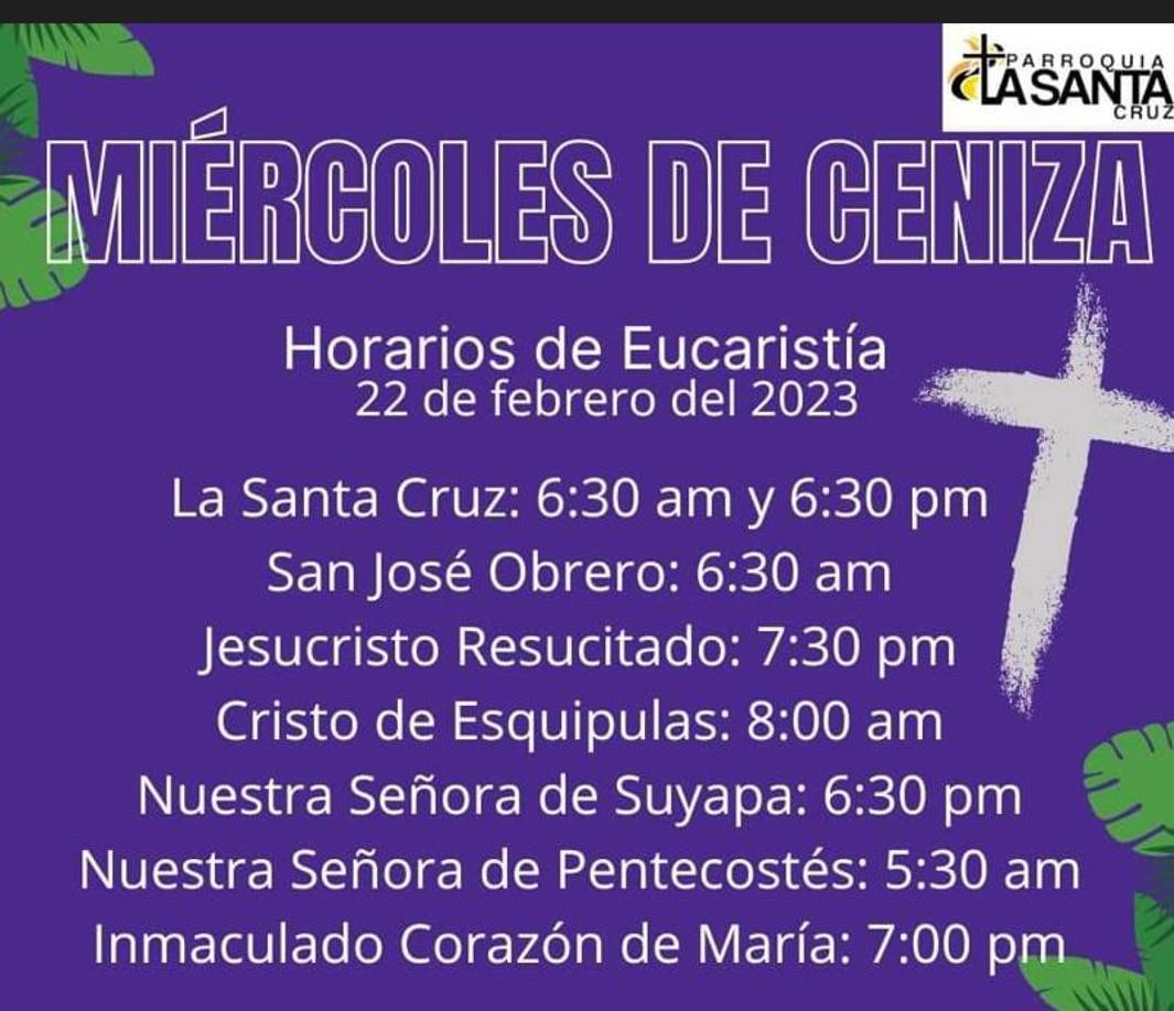 Horarios de las misas del Miércoles de Ceniza 2023