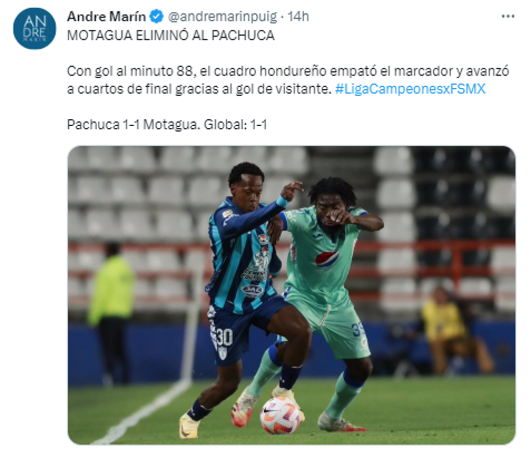 André Marín: “Motagua eliminó al Pachuca”
