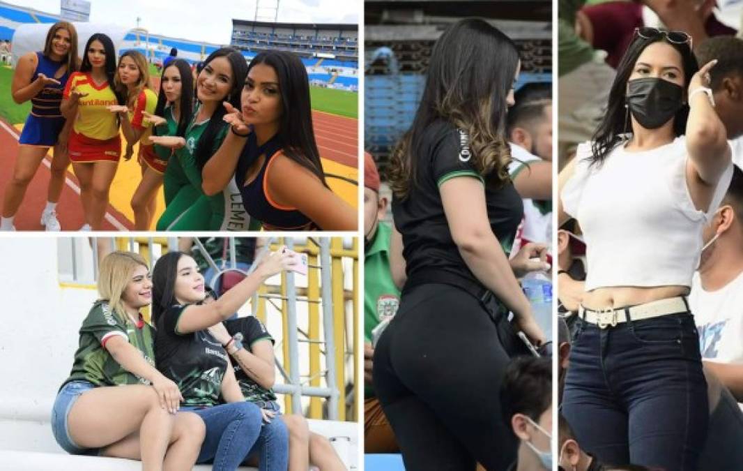 Las bellas chicas que han cautivado en el clásico Marathón-Olimpia en el estadio Olímpico por la jornada 9 del Torneo Apertura 2021. Foto Yoseph Amaya y Melvin Cubas