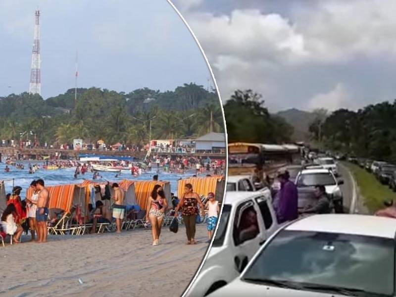 Turistas de diferentes partes del país abarrotan este sábado las playas de Tela, Atlántida, en la zona norte de Honduras.