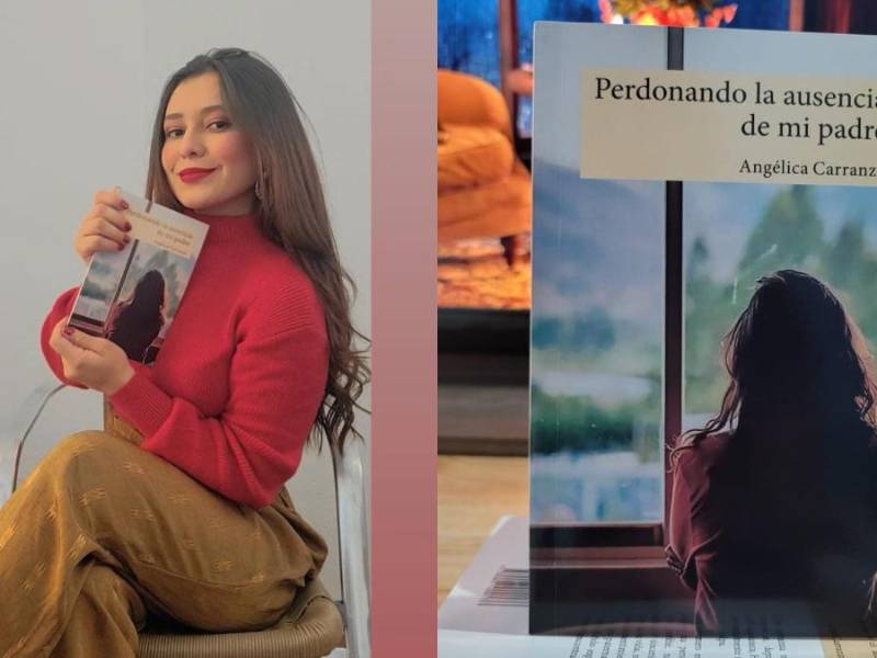 La escritora Angélica Carranza y su libro “Perdonando la ausencia de mi padre”.