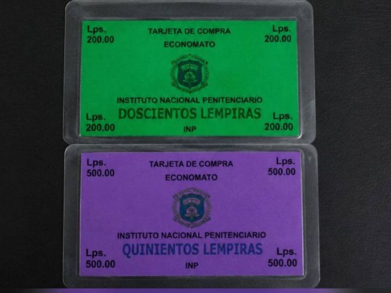 Las tarjetas de los economatos de Támara tenían denominaciones de 20, 100, 200 y 500 lempiras y eran utilizadas por los privados de libertad para adquirir productos dentro del centro penal.