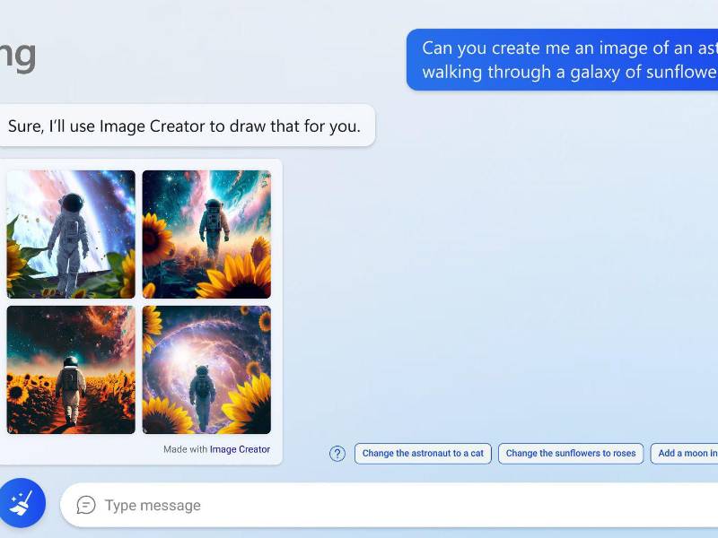 Fotografía cedida sin fecha por Microsoft donde se aprecia su Bing Image Creator, Nueva York (EEUU).