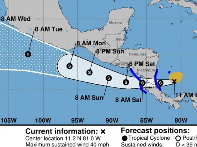 El fenómeno meteorológico se moverá hoy a través del sur de Nicaragua.