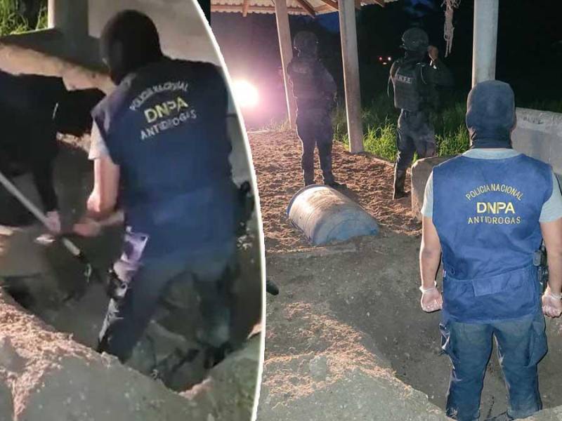 Un total de 58 paquetes de clorhidrato de cocaína fueron encontrados ocultos en una fosa clandestina en una hacienda de la aldea La Piedrera del municipio de Iriona, Colón,