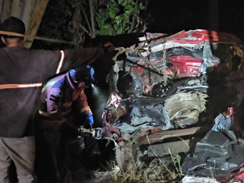 Escena del accidente vial ocurrido en las últimas horas en Copán, Honduras.
