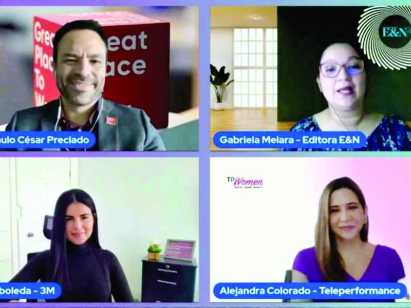 Paulo Preciado, Gabriela Melara, Maritza Arboleda y Alejandra Colorado, durante el segundo día de Mujeres Desafiantes.