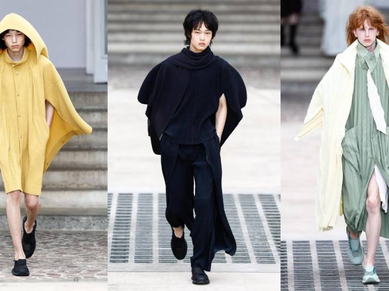 Algunos de los diseños presentados por Issey Miyake.