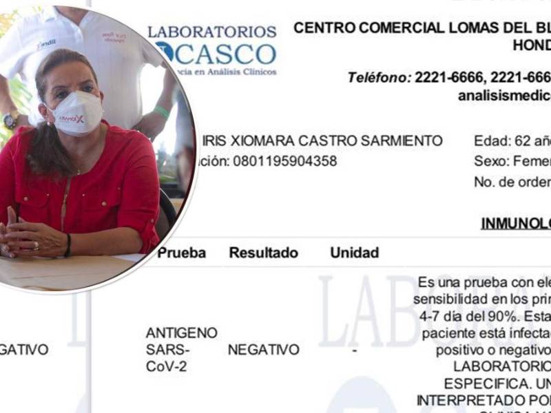 Examen médico de la presidenta de Honduras, Xiomara Castro, dio negativo.