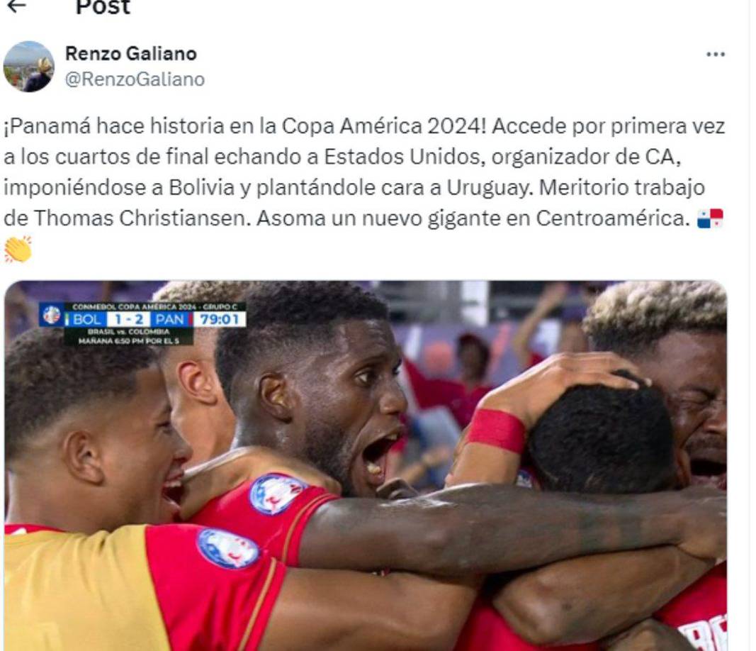 ”Asoma un nuevo gigante en Centroamérica”, fue otro de los mensajes respecto a la selección de Panamá.