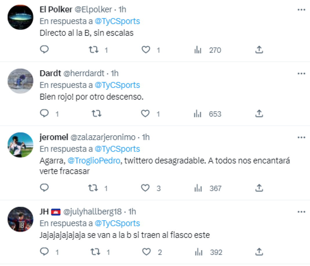 La afición de Independiente señala que de llegar a Pedro Troglio temen por un descenso.