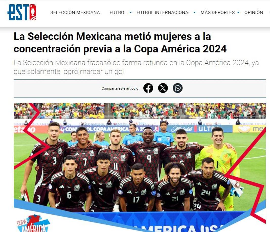 Diario Esto de México publicó en sus ediciones el escándalo que abraza a la selección mexicana.