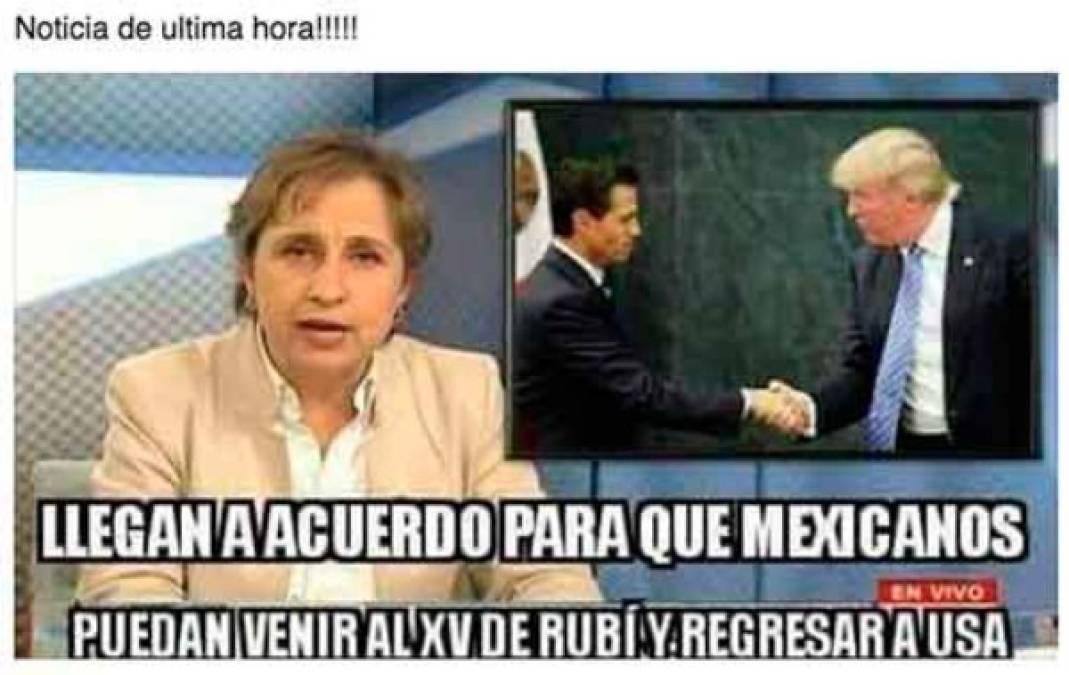 En las noticias de los memes informan que mexicanos que viven en EUA quieren asistir a la fiesta.