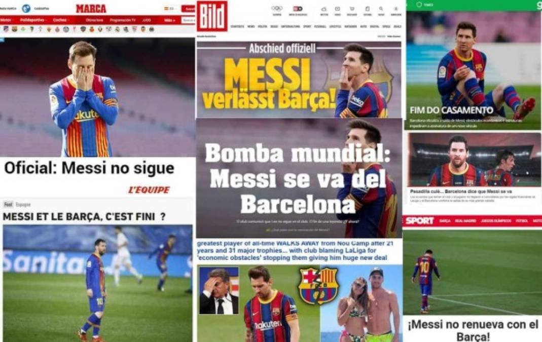 'Pesadilla culé” y 'fin del matrimonio”: La prensa mundial estalla por el adiós de Messi del Barcelona