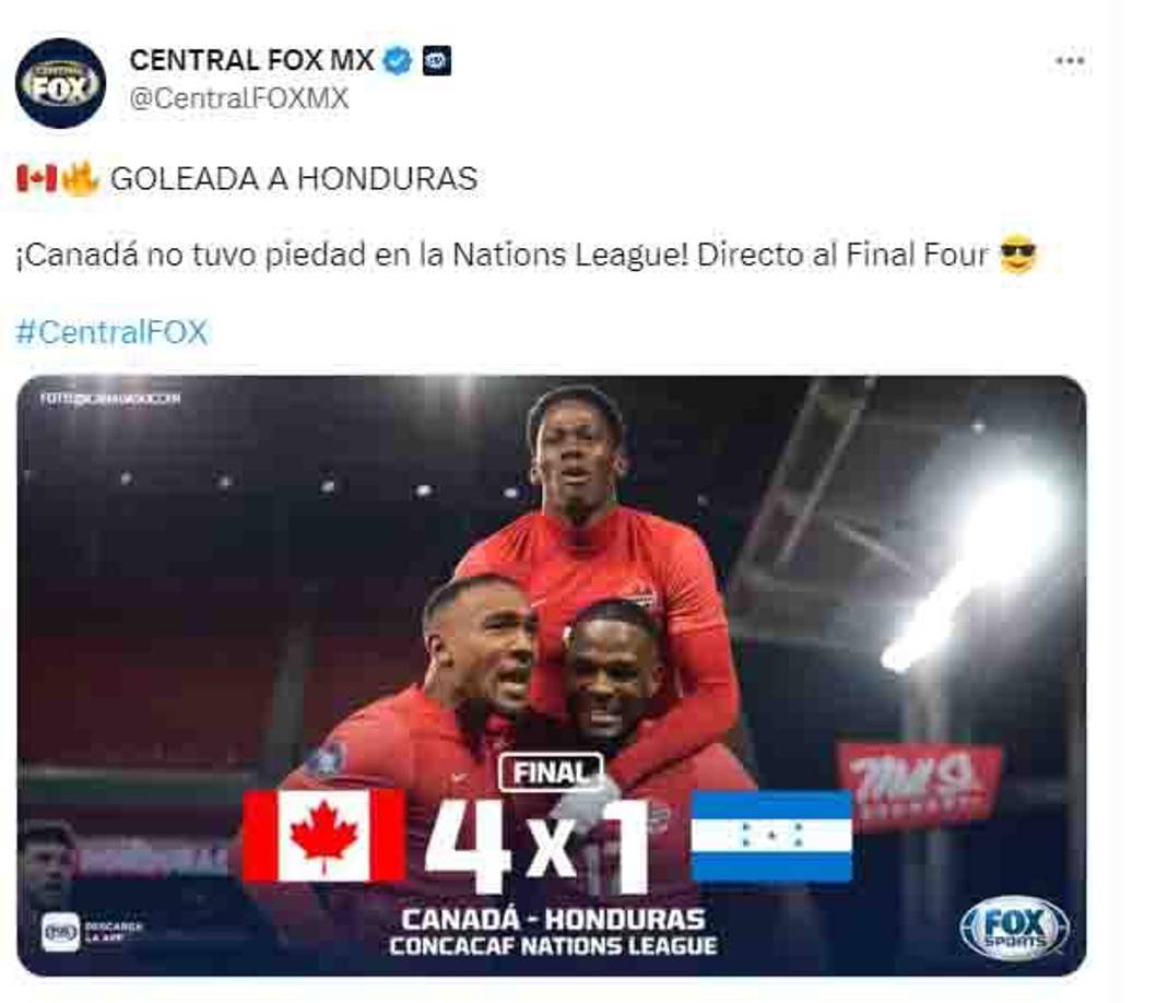 Fox Sports: “Canadá no tuvo piedad en la Nations League.”