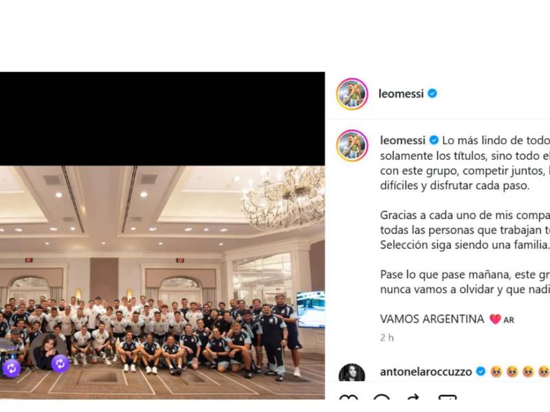 El mensaje de Messi en su cuenta oficial de Instagram.