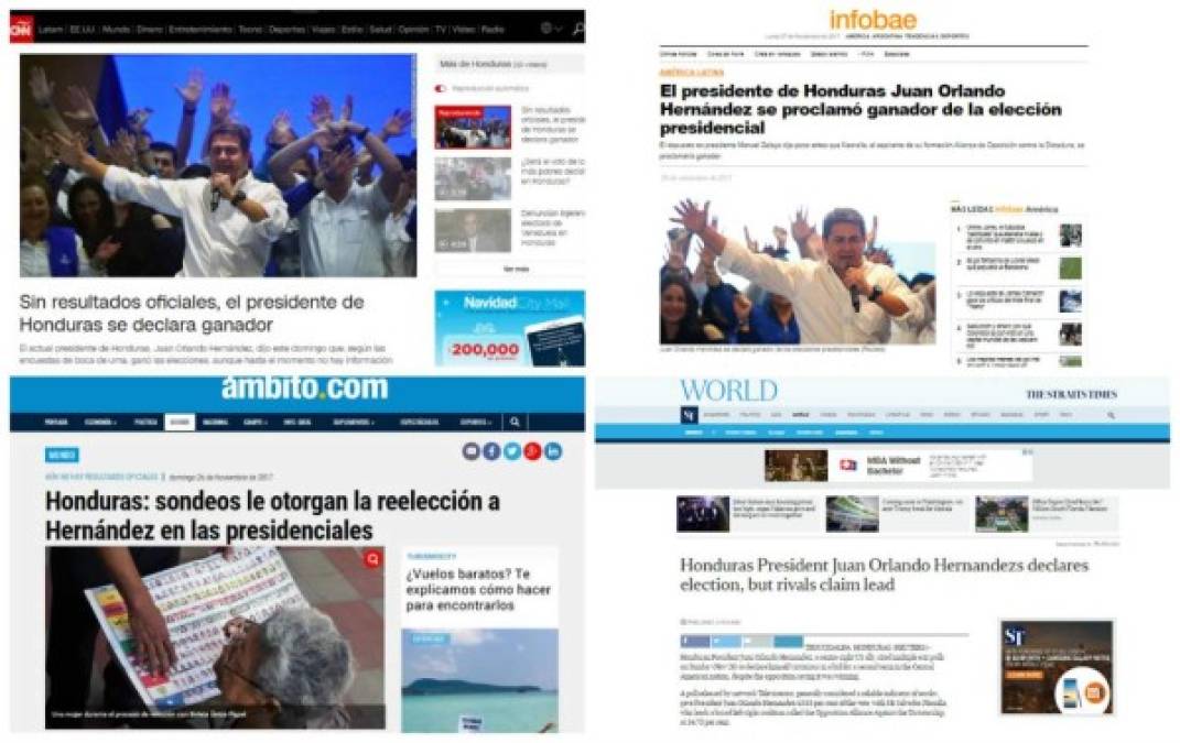 Los medios internacional están informando sobre las elecciones en Honduras y los resultados al momento.