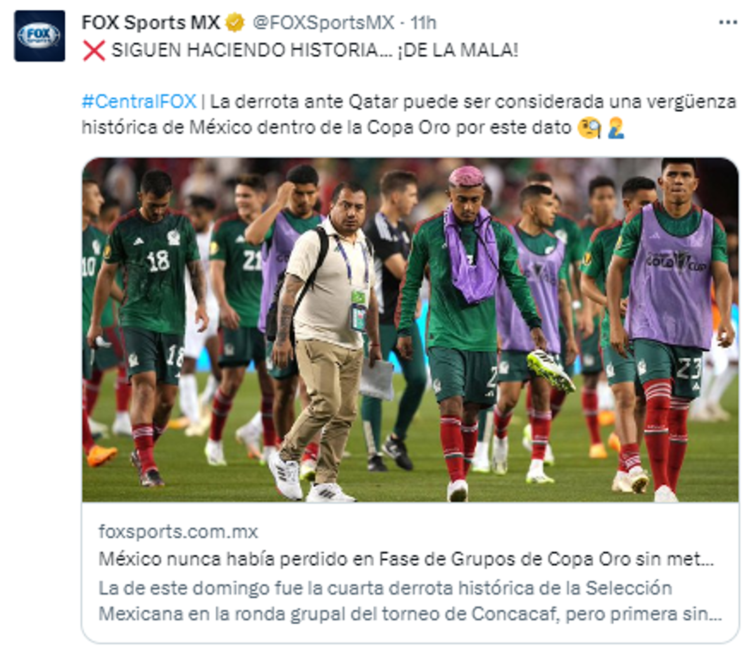 Fox Sports: “SIGUEN HACIENDO HISTORIA... ¡DE LA MALA!”.