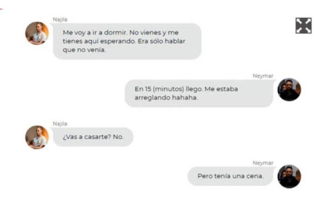 Najila contó que se conoció con el dos veces mundialista a través de las redes sociales, que él la invitó a París y le pagó el hotel donde se hospedó. Además se filtraron mensajes de WhatsApp entre ambos.