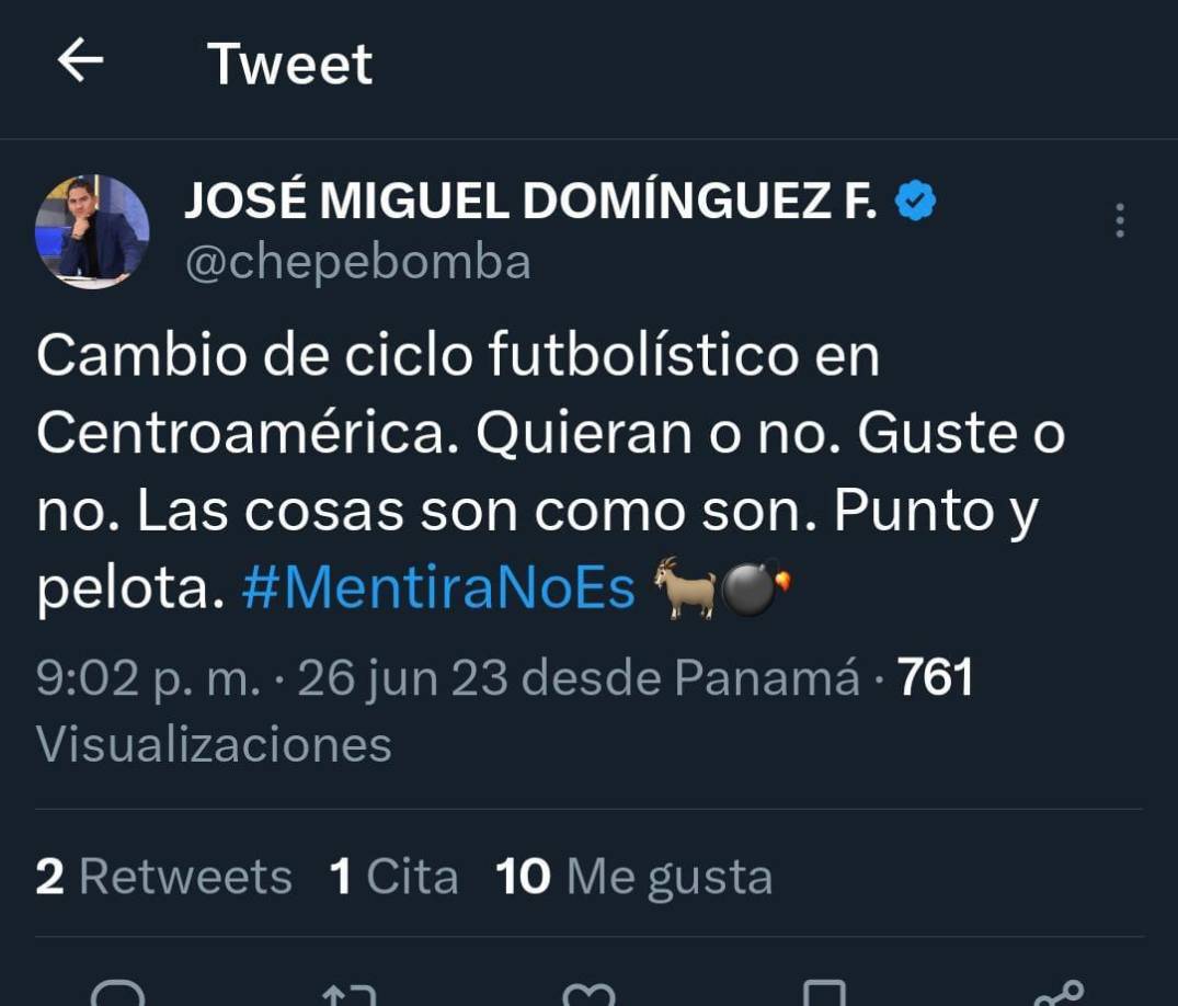 El polémico periodista panameño José Miguel Domínguez, mejor conocido como “Chepe” Bomba, se pronunció tras el triunfo.