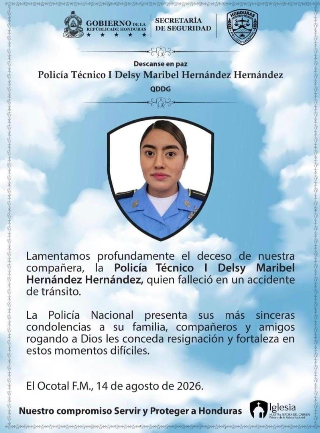 Así era Delsy Hernández, policía que murió tras despistarse en peligrosas curvas en Yoro