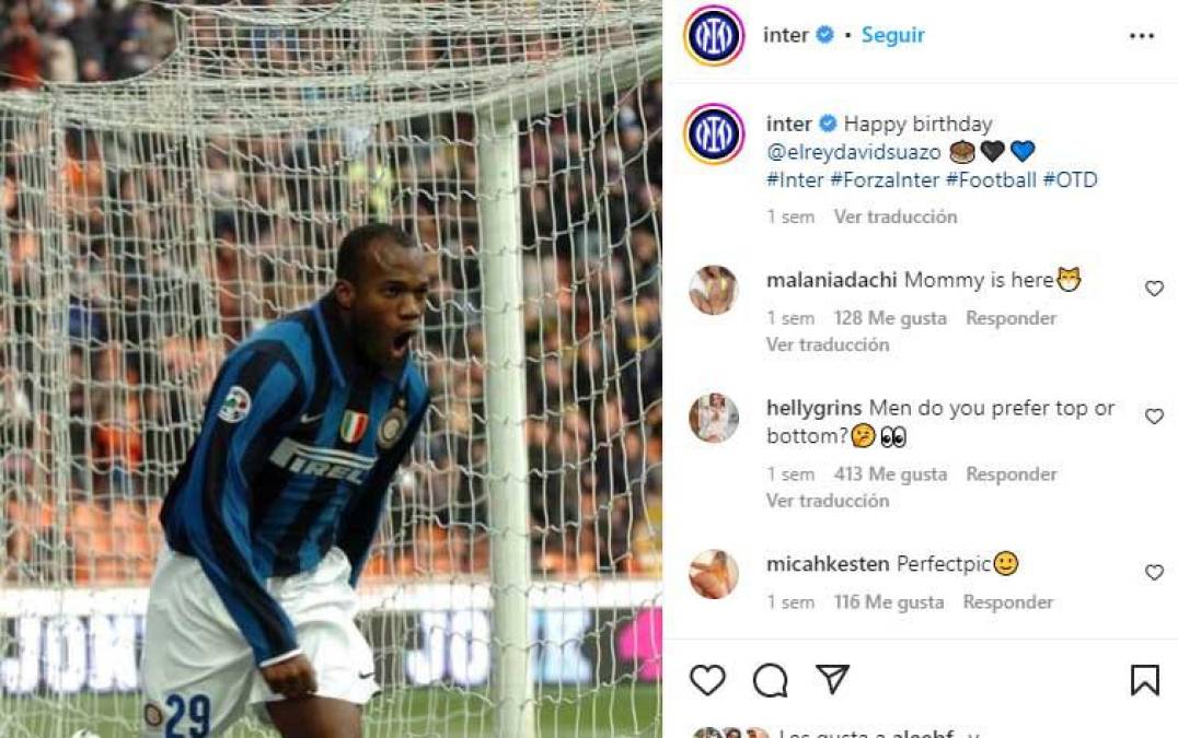 David Suazo recibió varias felicitaciones pero una en especial fue por parte del poderoso Inter de Milán, club en el que formó parte. 