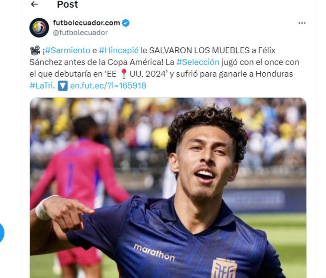 “Le salvaron los muebles a Félix Sánchez antes de la Copa América”, señalan en Ecuador tras vencer in extremis a una Honduras que contó con jugadores suplentes.