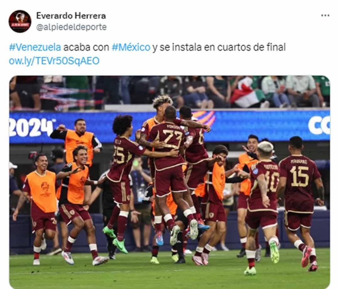 El sitio Everardo Herrera de Costa Rica - “Venezuela acaba con México y se instala en cuartos de final” de la Copa América 2024.