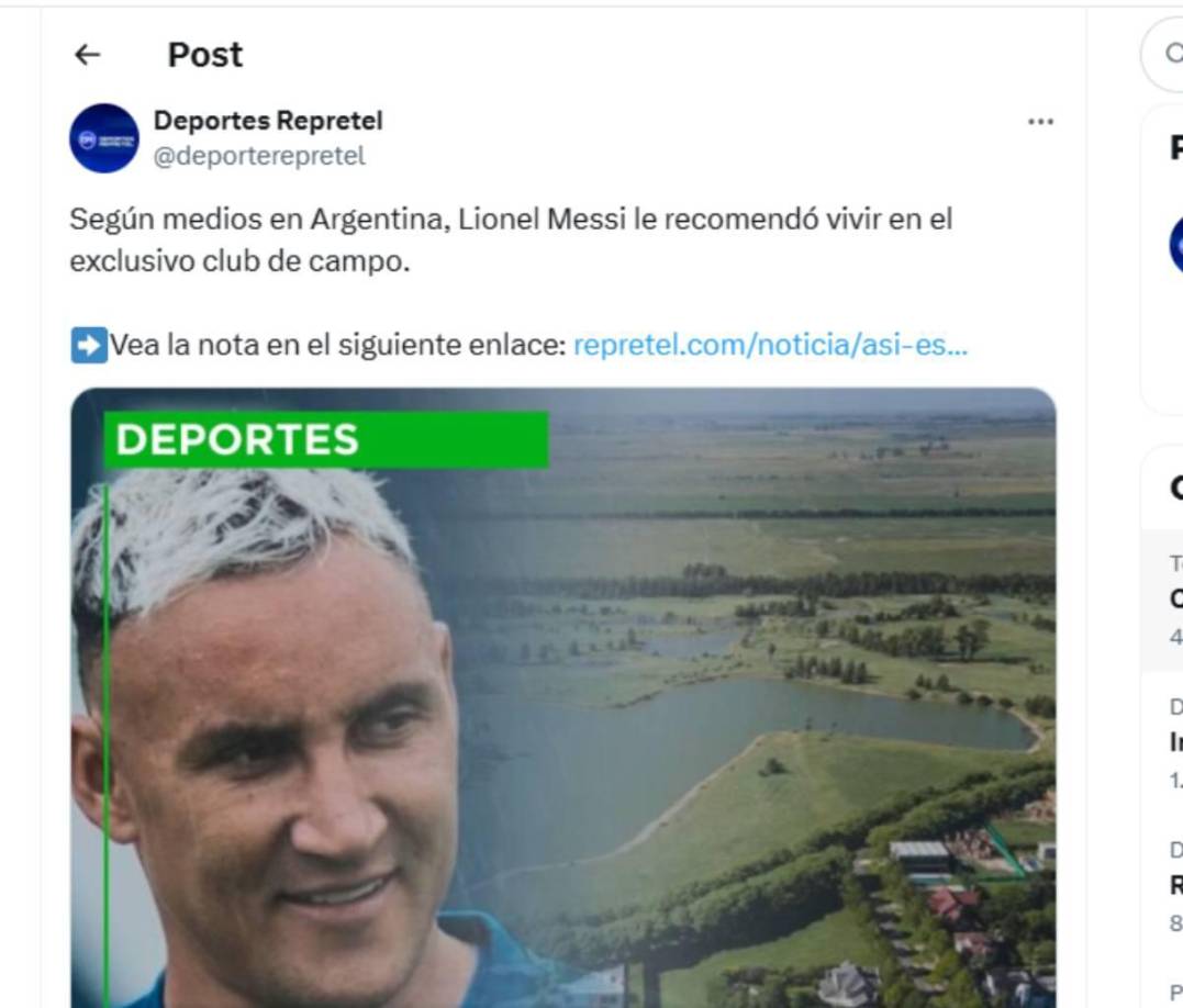 Inclusive ya se menciona el lugar donde vivirá Keylor Navas en Argentina. 