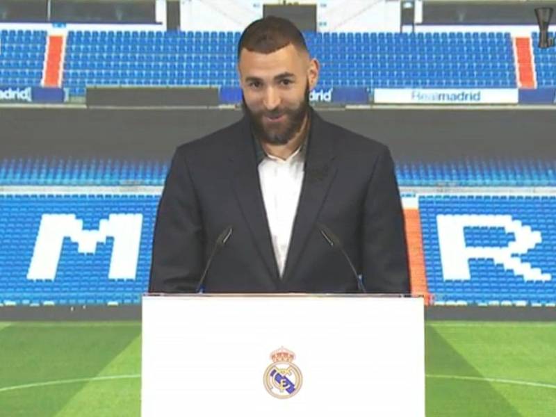 Benzema en su despedida del Real Madrid.