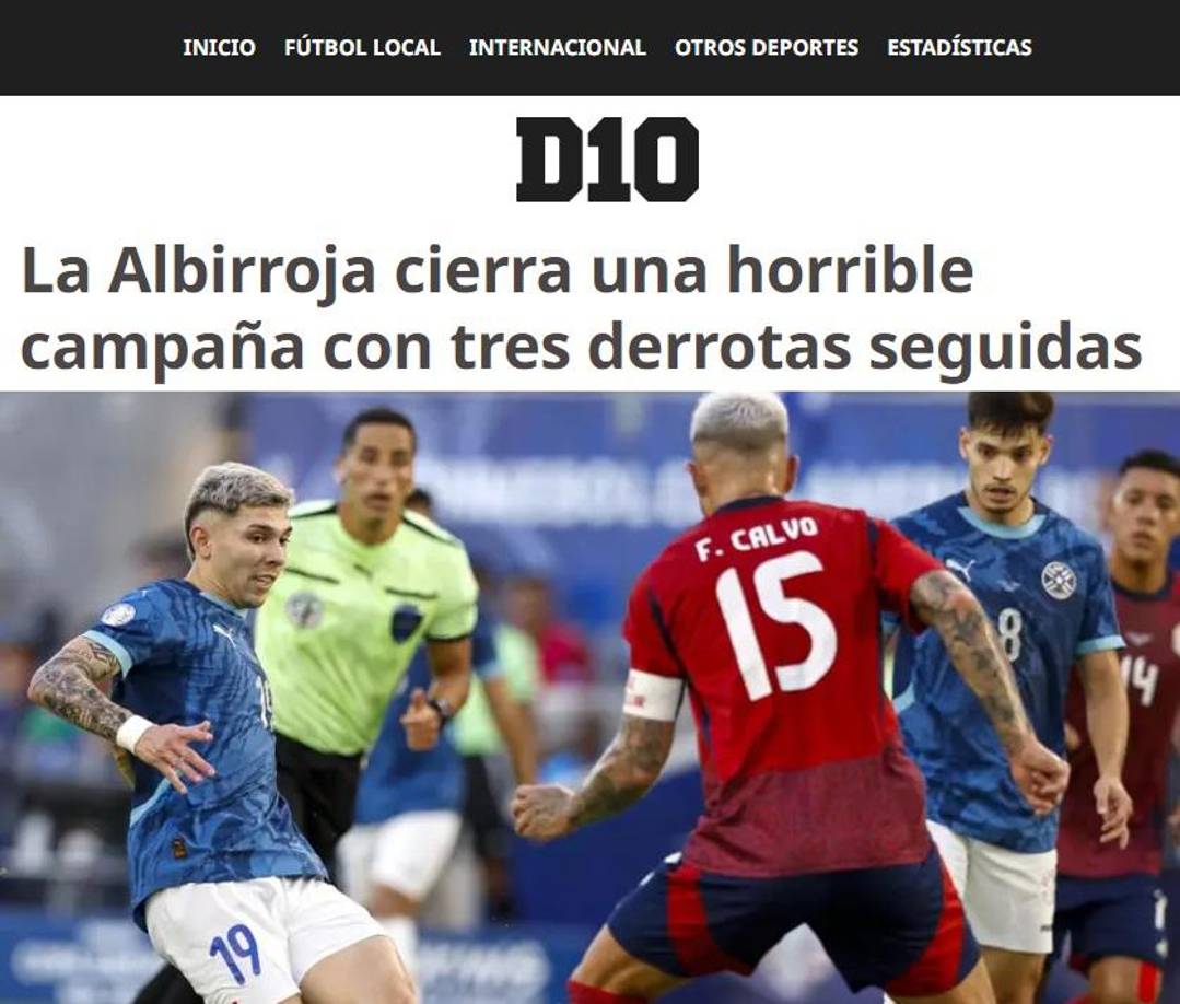 Diario Última Hora de Paraguay - “La Albirroja cierra una horrible campaña con tres derrotas seguidas”.