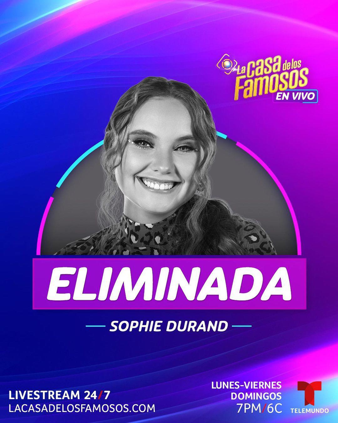 Sophie Durand es eliminada de La Casa de los Famosos