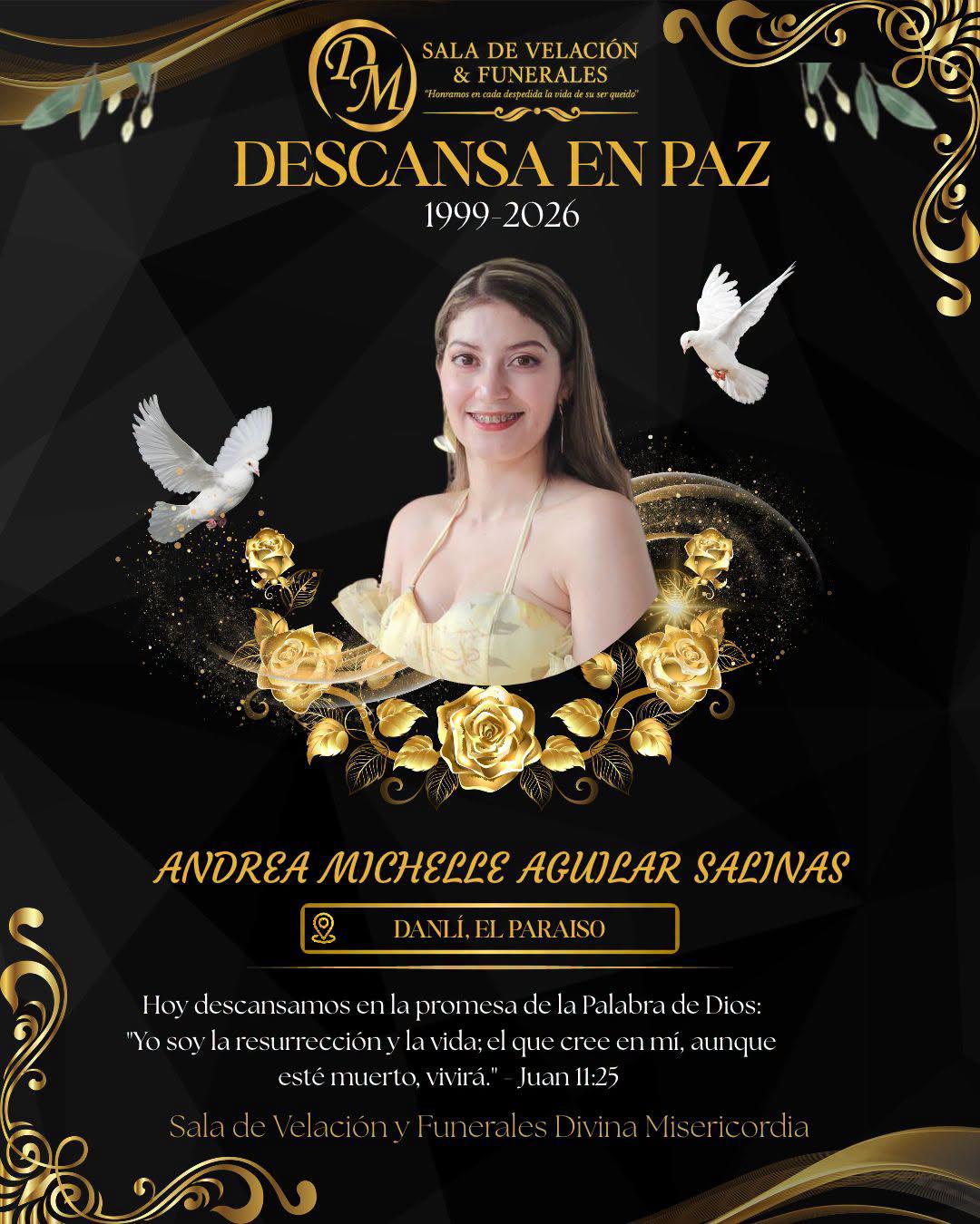 Consternación por dolorosa muerte de Andrea Michelle en Danlí