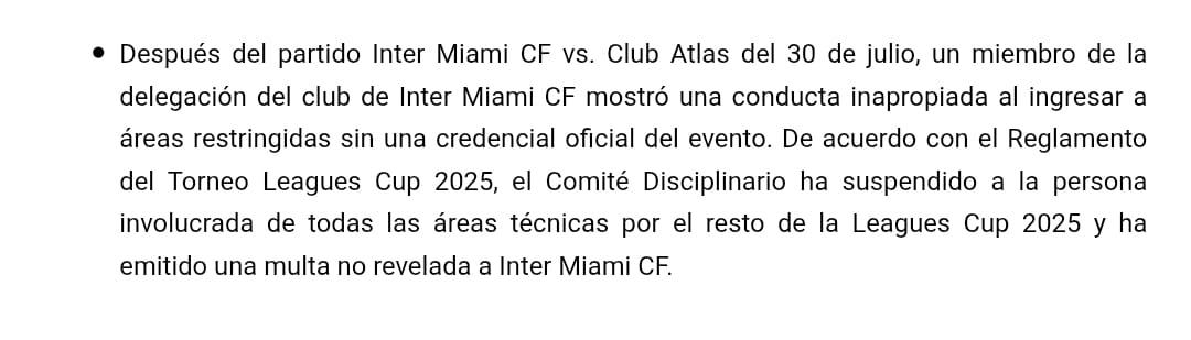 Messi se queda sin su guardaespaldas: la decisión de Leagues Cup por lo que hizo